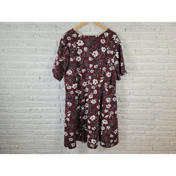 Jessica London Womens Dress 28W Plus Short Sleeve Casual Burgundy FLO149XE - Picture 6 of 12